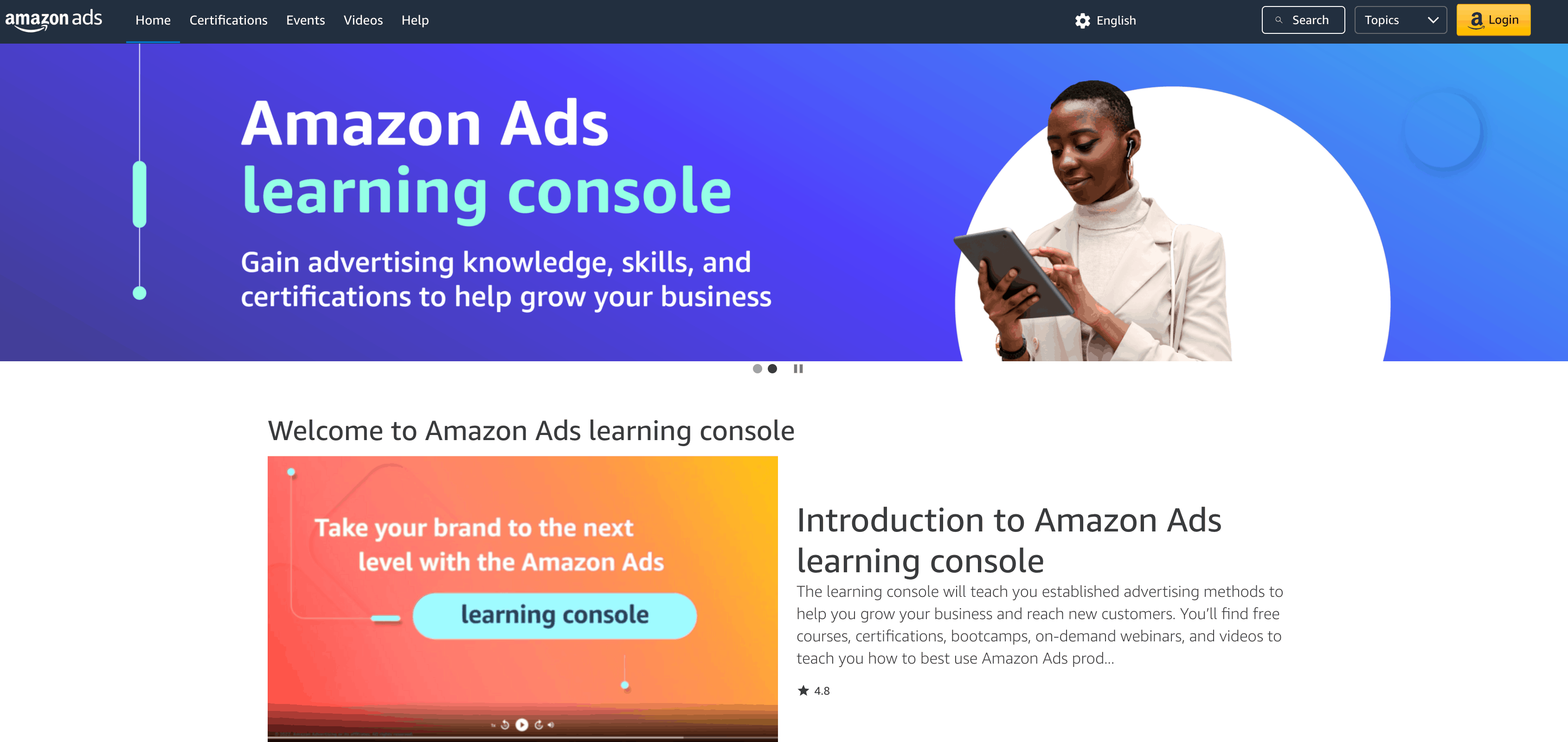 amazon ads learning console